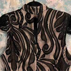 Beige & Black Lace Formal Dress